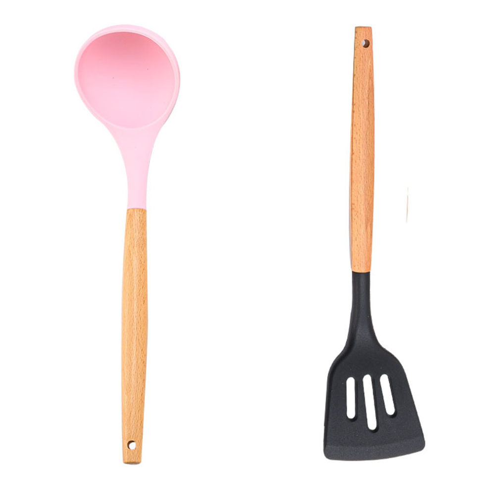 Best Gift, Non-stick Cooking Utensils, Solid Wood Handle, Comfortable Handle, High Temperature Resistant, Easy to Clean for Your Favorite Cook (2 Pcs)-image-OPC-PN25575-NEW