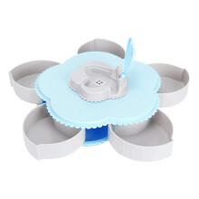 Kreative Obstschale in Blumenform, 10 verschiedene Snacks, drehbare Doppeldeck-Servierplatte mit Handyfach, ABS-Material, Blütenblattdesign,