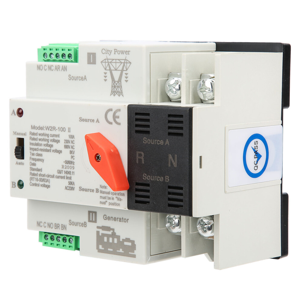 W2r-100 Dual Power 2P 100A Automatic Transfer Switch, 50Hz 5091362314794