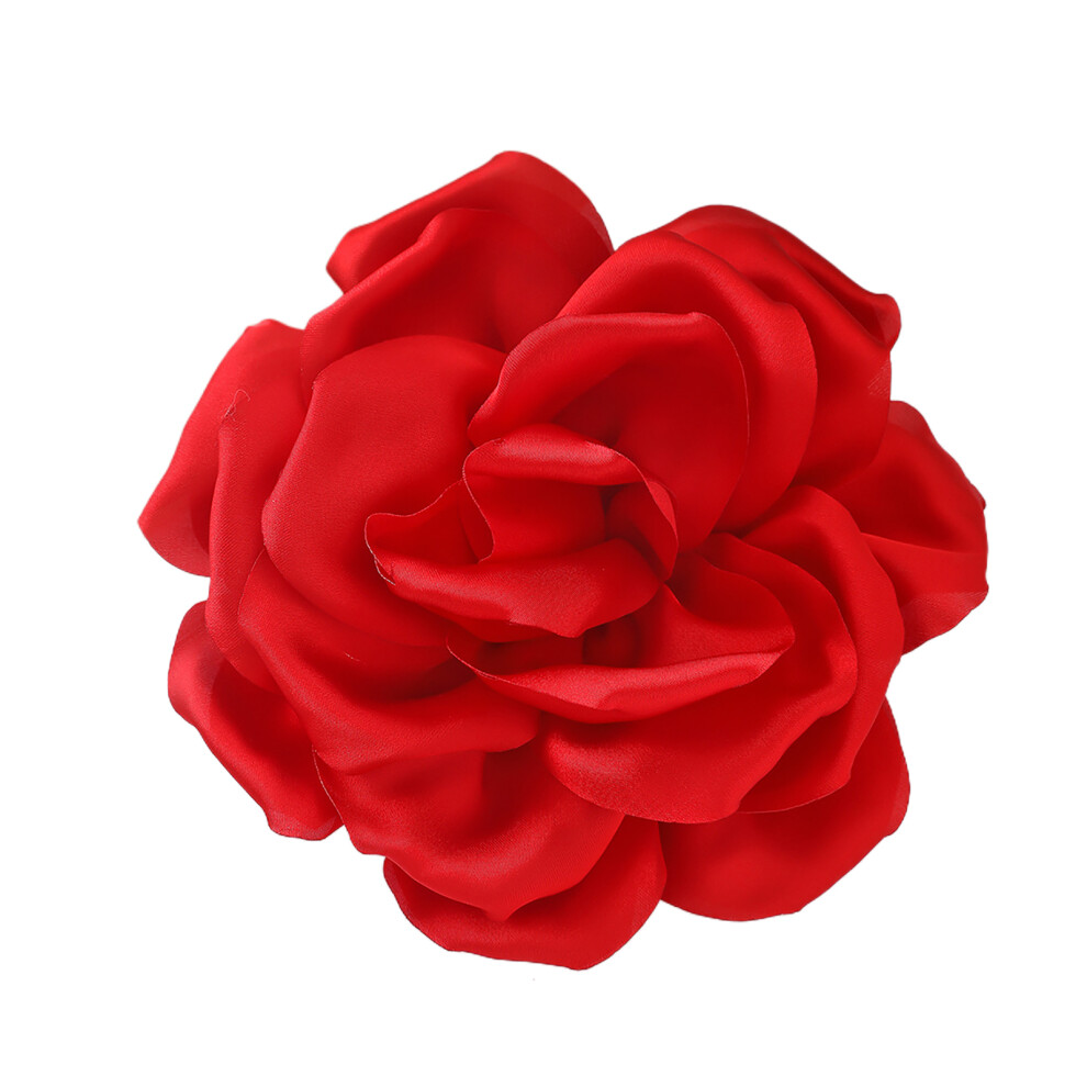 Red Fashionable Fabric Badge Rose Flower Brooch For Women