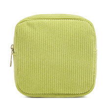 Corduroy Coin Purse Small Makeup Bag Zippered Earphone-Green
