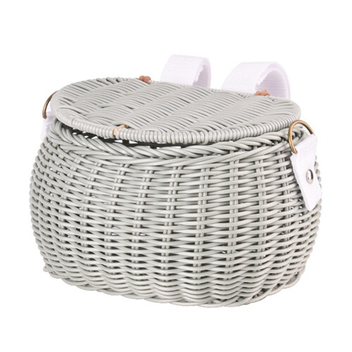 Kids Bikes Front Basket Waterproofs Plastic- bean paste green