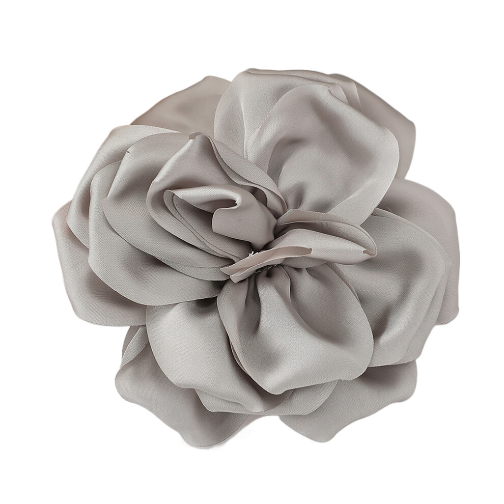 Silver/Gray Handmade Fabric Flower Brooch For Women Rose Lapel