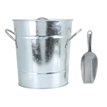 Cubo de hielo de acero galvanizado con doble pared aislada, enfriador de bebidas portátil con asas para fiestas al aire libre, mano de obra