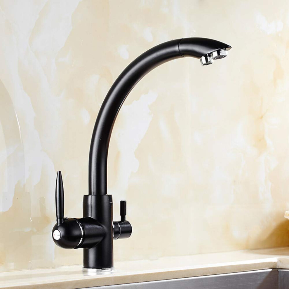 Kitchen Faucets Chrome Solid Brass Crane For Kitchen Deck Mounted Water Filter Tap Sink Mixer Kitchen Faucet, Balck 9323874015385