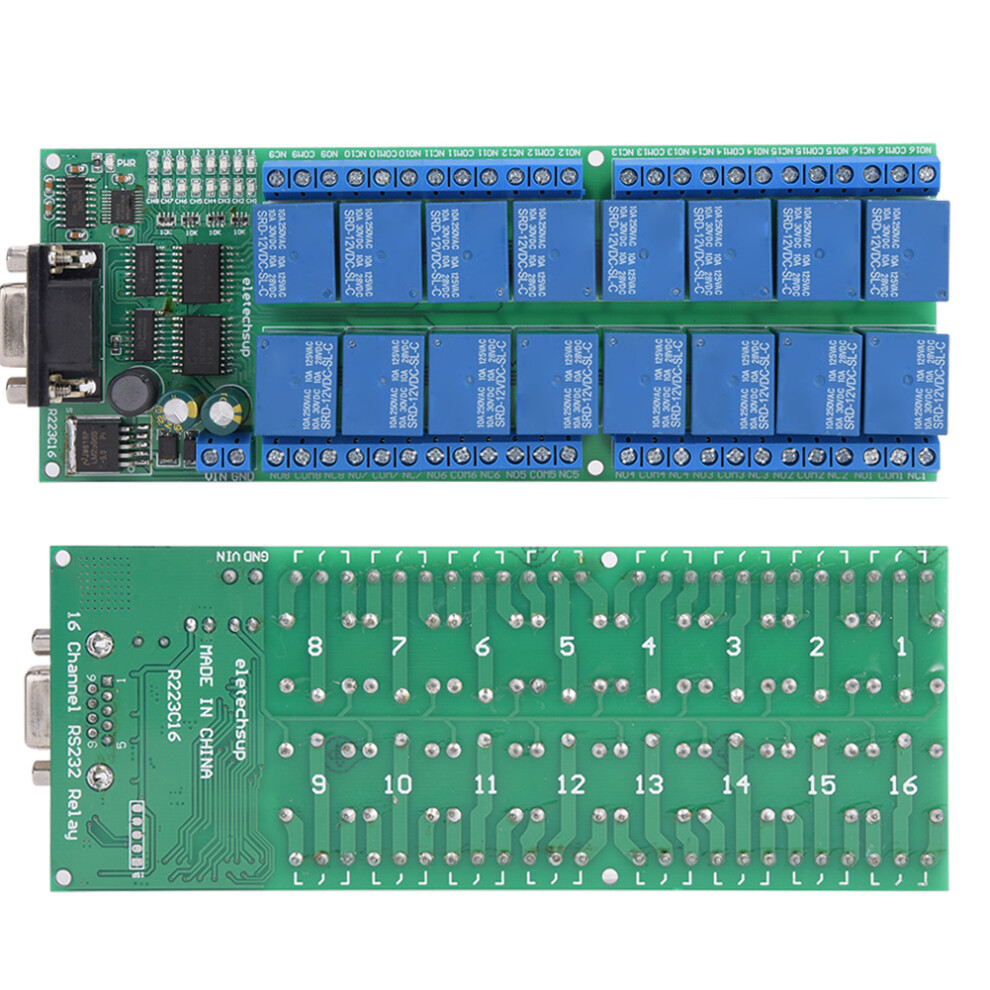 R223c16 16-Channel Rs232 Relay Module, 10A, 172X65x19mm 4961362318935