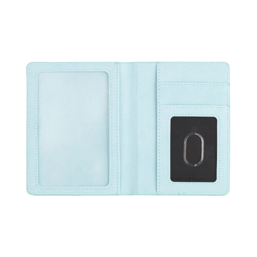 Stylish PU Leather Passport Organizer Embossed-Light blue