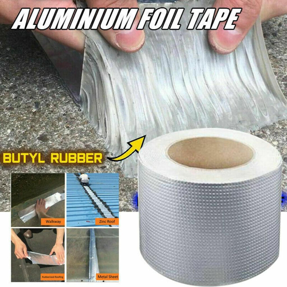 Butyl Tape For Waterproof Sealing, Airtight Seal High Performance Butyl Rubber Adhesive Strip With Aluminum Foil Coating For Roof Leak Repair, Rv Wind 9318128729194