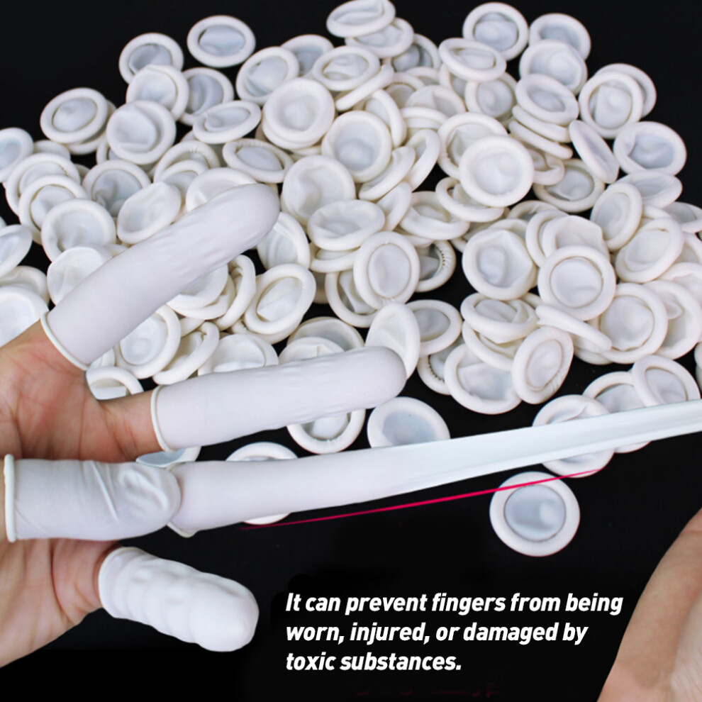Anti-Static Disposable Latex Fingercots 300Pcs - Milk White Non-Slip 7891362319571