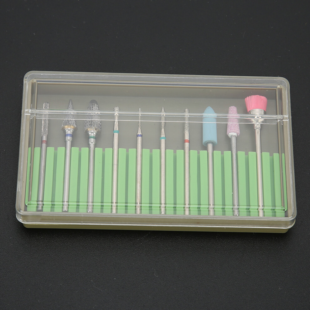 10pcs Tungsten Steel Nail Drill Bits Kit for Manicure Pedicure Grinder