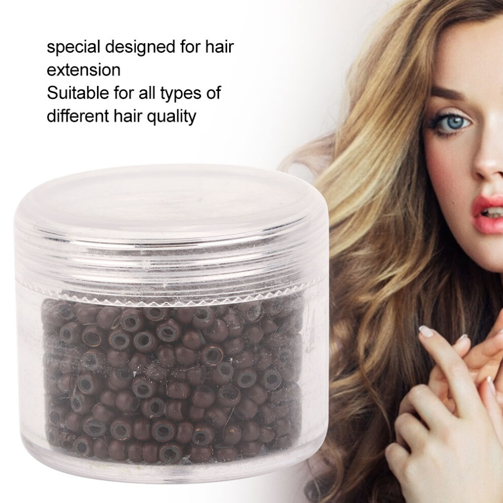 Unisex Brown 1000Pcs Silicone Micro Links Rings Beads 3Mm X 2Mm For Hair Extensions