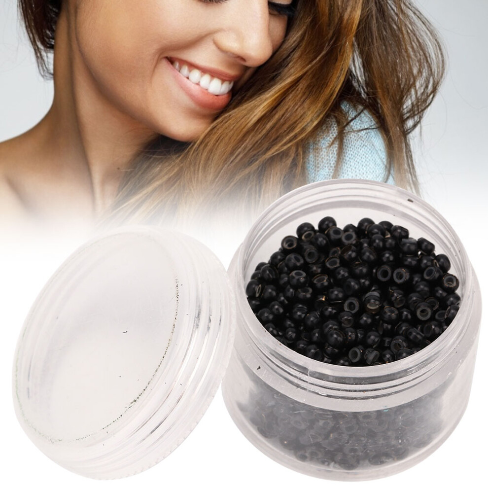 Unisex Black Silicone Micro Links Rings 1000Pcs 3Mm X 2Mm For Hair Extensions