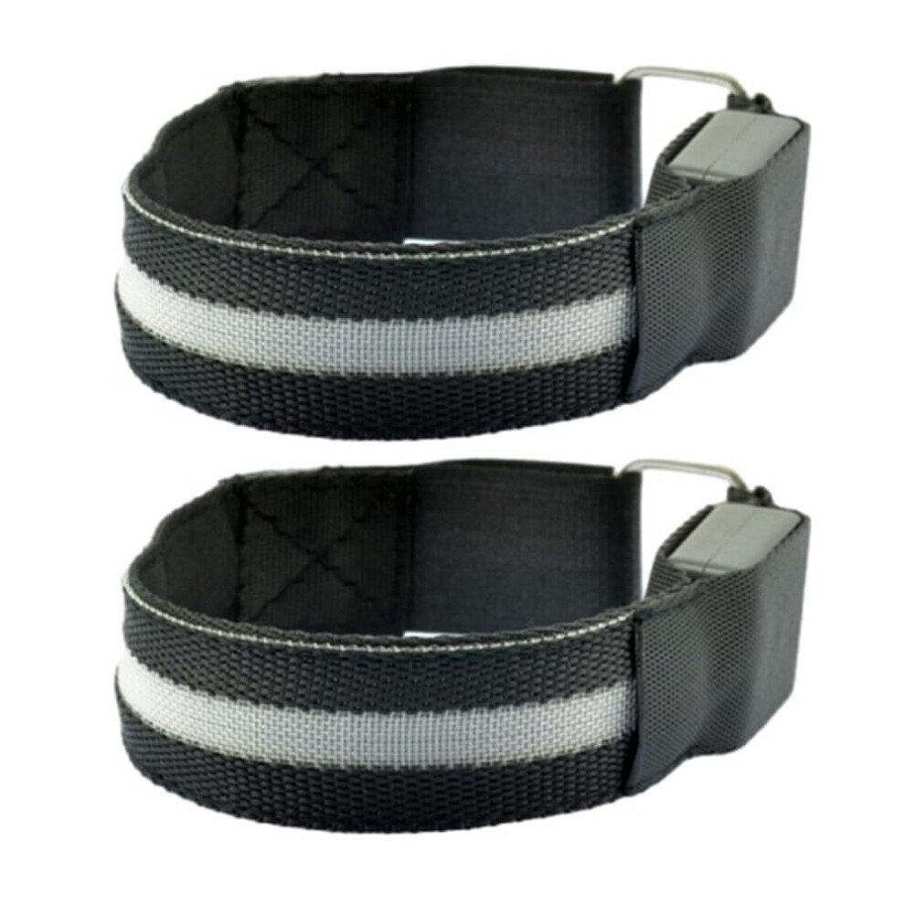 2Pcs Night Running Arm Line Led Outdoor Sports Usb Rechargeable Wristband Safety Leg Warning Wristband Black 9067246783853