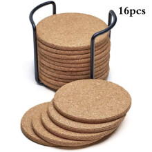 Eco-Friendly Cork Coasters, Cork Trivet Round Heat Resistant Coasters for Hot Pots, Pans, and Kettles, Complete with a Practical Coaster Rack (Pack of