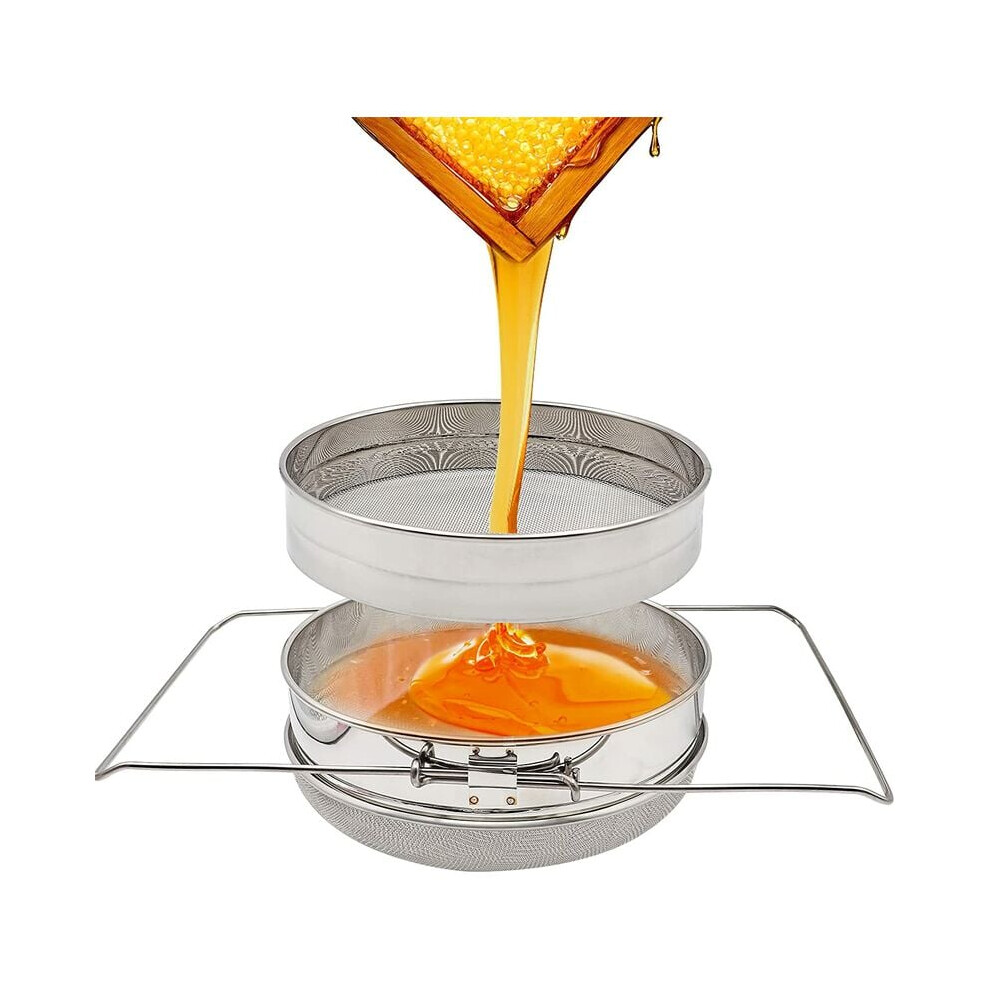 Professional Stainless Steel Honey Strainer, Fine Filtering Mesh Sieve For Unmatched Purity, Adjustable Arms Fit Any Container, Non-Absorbent Design E-image-OPC-PN25JQF-NEW