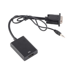 VGA zu HDMI Konverter 1080p USB Strom Silber Schwarz 19x10x3cm