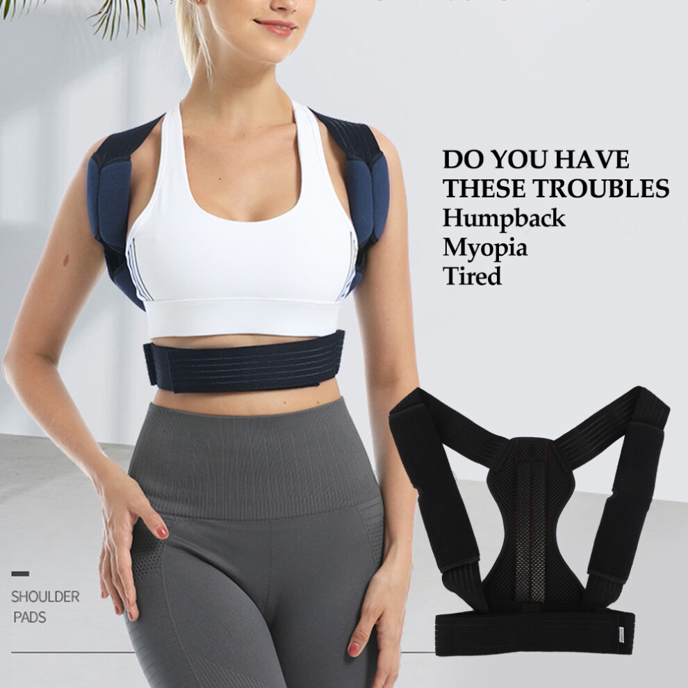 Adjustable Black Posture Corrector for Men Women Size M to XL