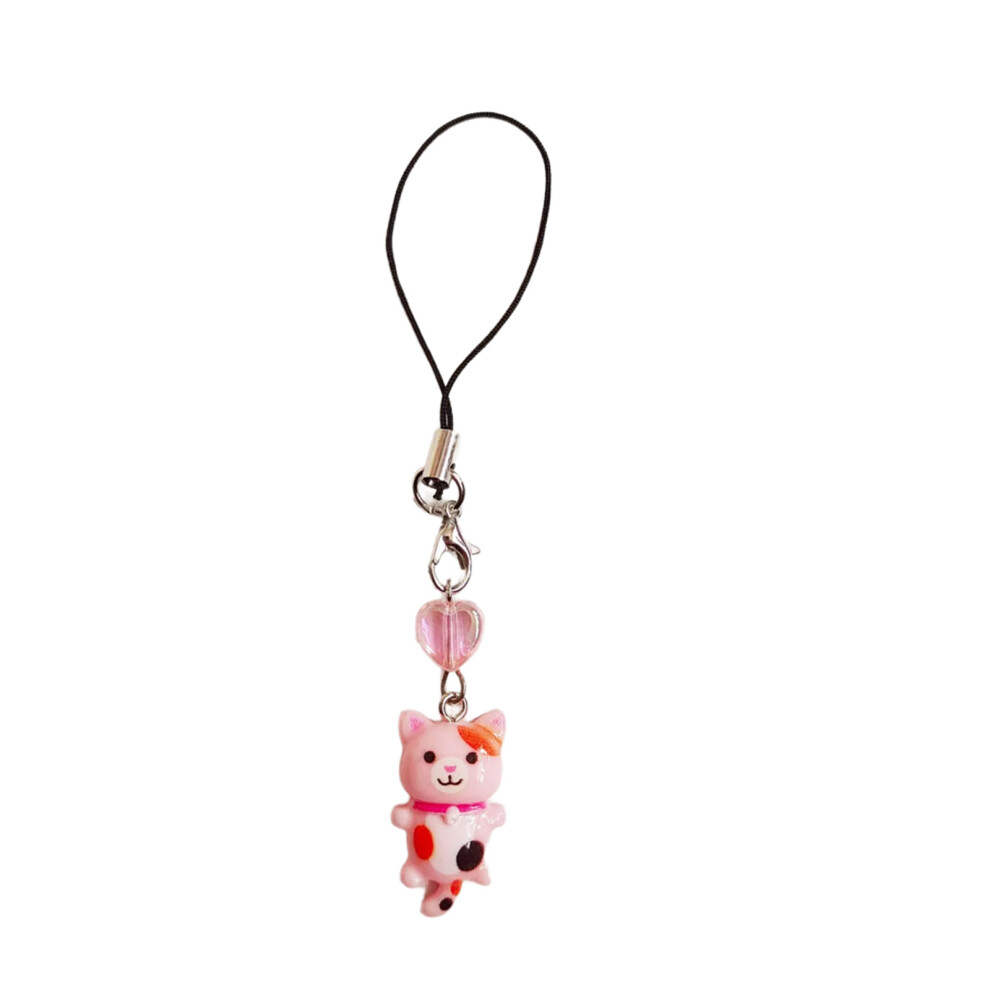 Cute Cat Phone Chain Keychain Acrylic Phone Charm Strap- Pink 7704000160452