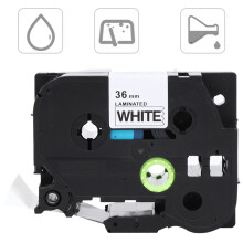 36mm Black on White Laminated Label Tape for PT-9700/9800/9500, 36 x 8000mm
