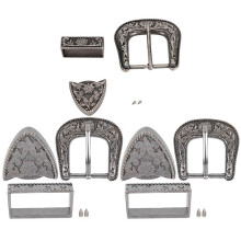Carving Alloy Waist Belt Buckle Set for Collar Saddle 40mm Vintage Handmade