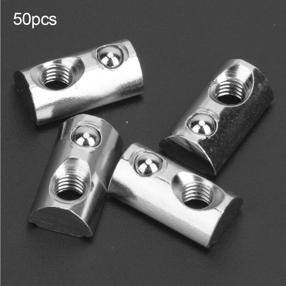 50Pcs M8 Nickel Plated Carbon Steel Round Roll T Slot Spring Nut 4621362331203