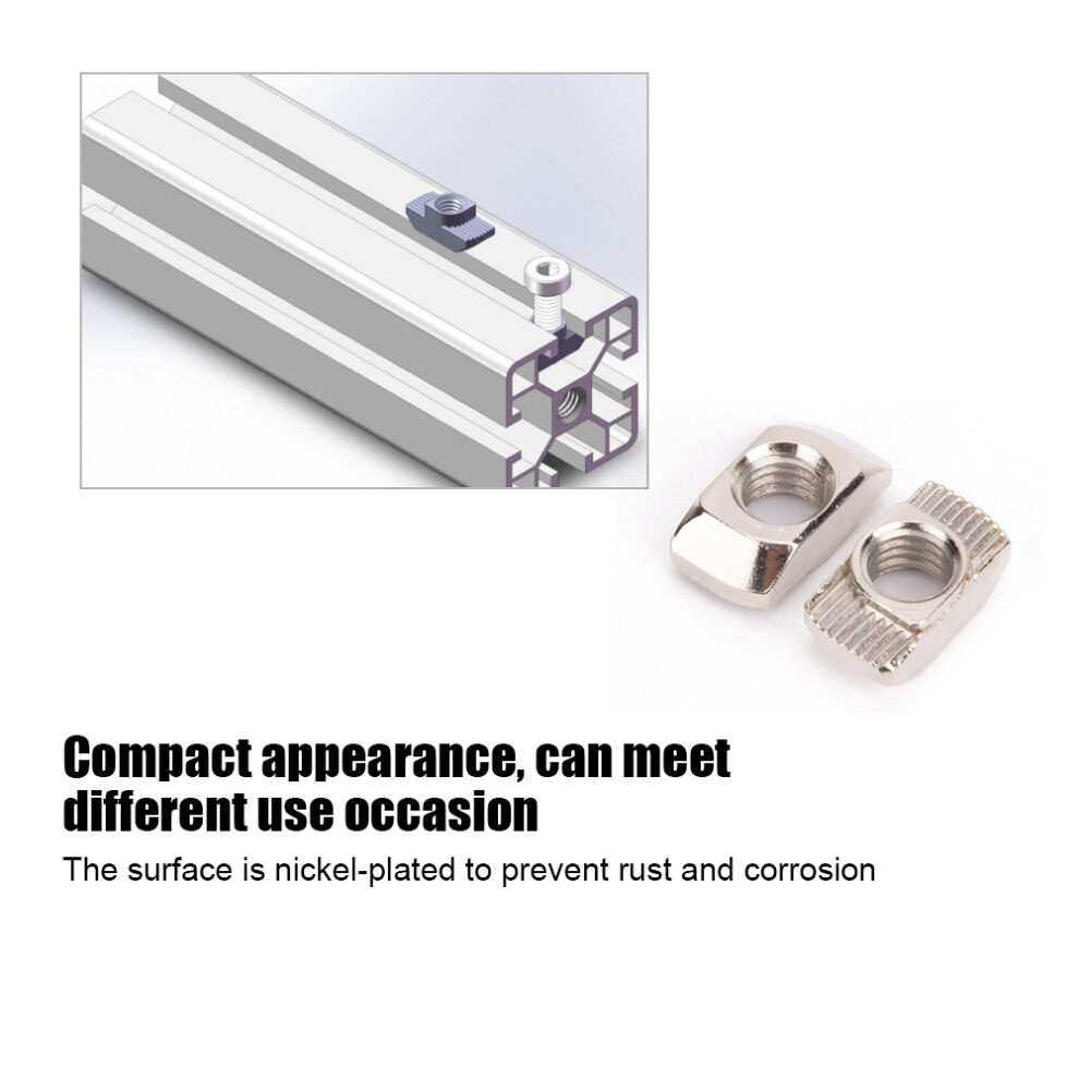 M8 T Slot Nut Aluminium Profile Fasteners 100Pcs Carbon Steel Nickel Plated 8751362331166