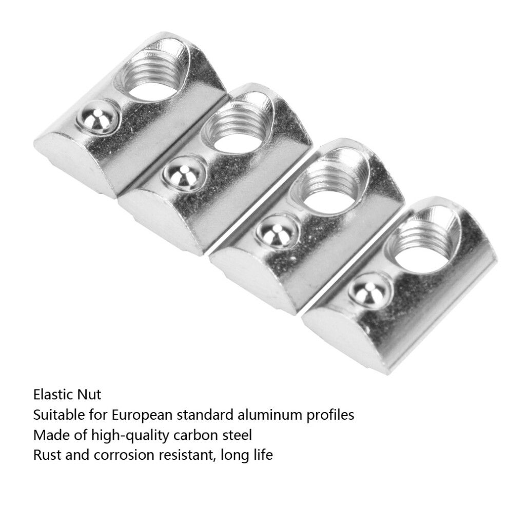 50Pcs European Standard Elastic Nut M8 Aluminum T Slot Spring Fasteners 6931362331225