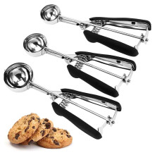 Backlöffel-Set, effiziente und praktische Kekslöffel mit ergonomischem Design, spülmaschinenfester Mehrzweck-Portionierer, Edelstahl-Auslöser