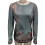 Damen Grüner Langarm-Kragenpullover mit Blumenmuster, Größe XXL 3