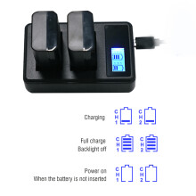 Doppel-Schacht Akku-Ladegerät mit LCD für LP-E8, Schwarz, Kompakt 85x50x20mm