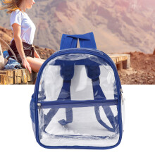 PVC-transparent Rucksack mit hoher Kapazität, durchgehend mit Reißverschluss, klare Tasche für die Schule, Blau