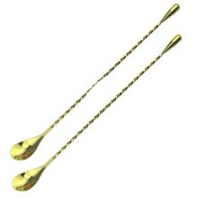 Lätt att rengöra, barsked i rostfritt stål med spiralhandtag, professionell design och korrosionsbeständighet, blandar drycker, 30 cm, 2-pack