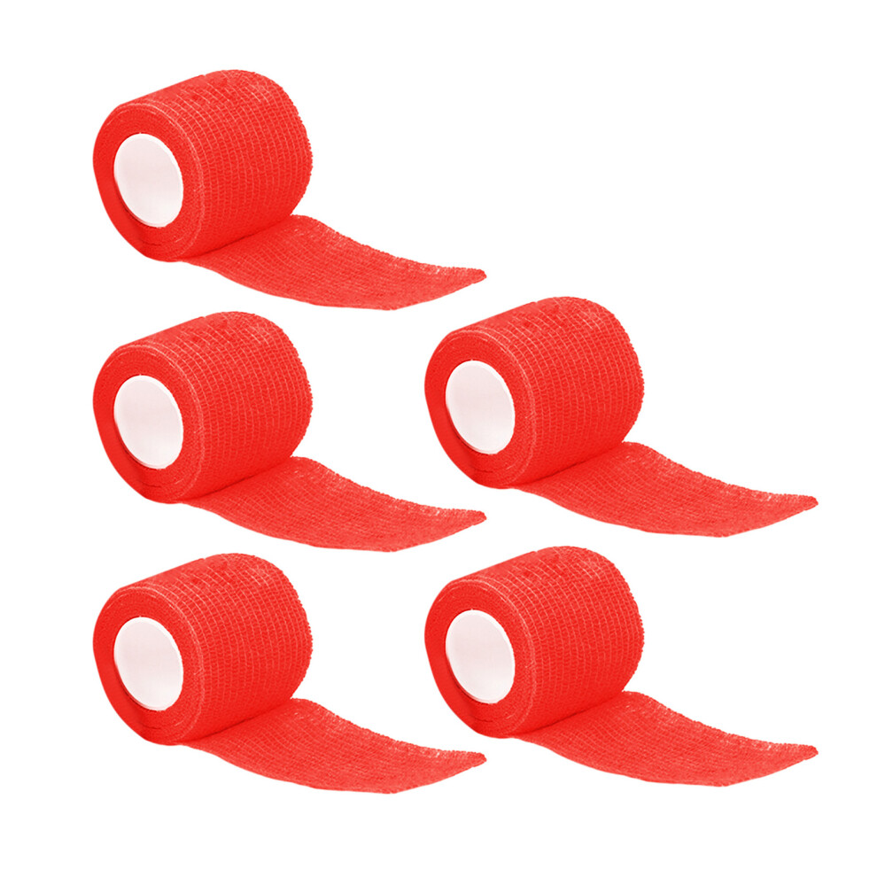 Red 5 Pcs/Set Self Adherent Cohesive Wrap Bandages First Aids