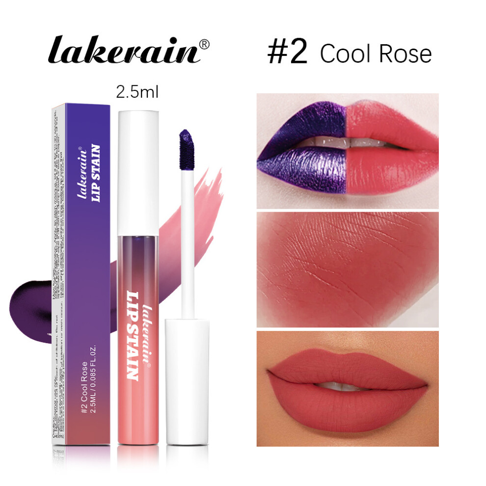 (3PCS-2 Cool Rose) 3Pcs Lip Stain Peel Off Set,Lip Liner Stain Long Lasting Waterproof,Lip Tint Stain Wipe Off Transfer Proof