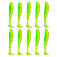 10Pcs Small Fishes Tail Swimbaits Lures Soft-Yellow green 42mm