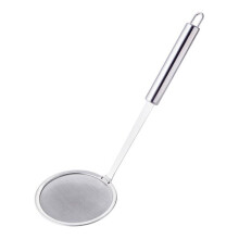 Coador de malha fina em aço inoxidável para remoção de gordura e espuma, com cabo longo antiderrapante, próprio para lava-louças e resistente