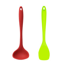 Varmebestandig silikone suppeøse, komfortabelt greb, non-stick, nem at rengøre, sømløs, ergonomisk design med ophængningshul, fødevaregodkendt