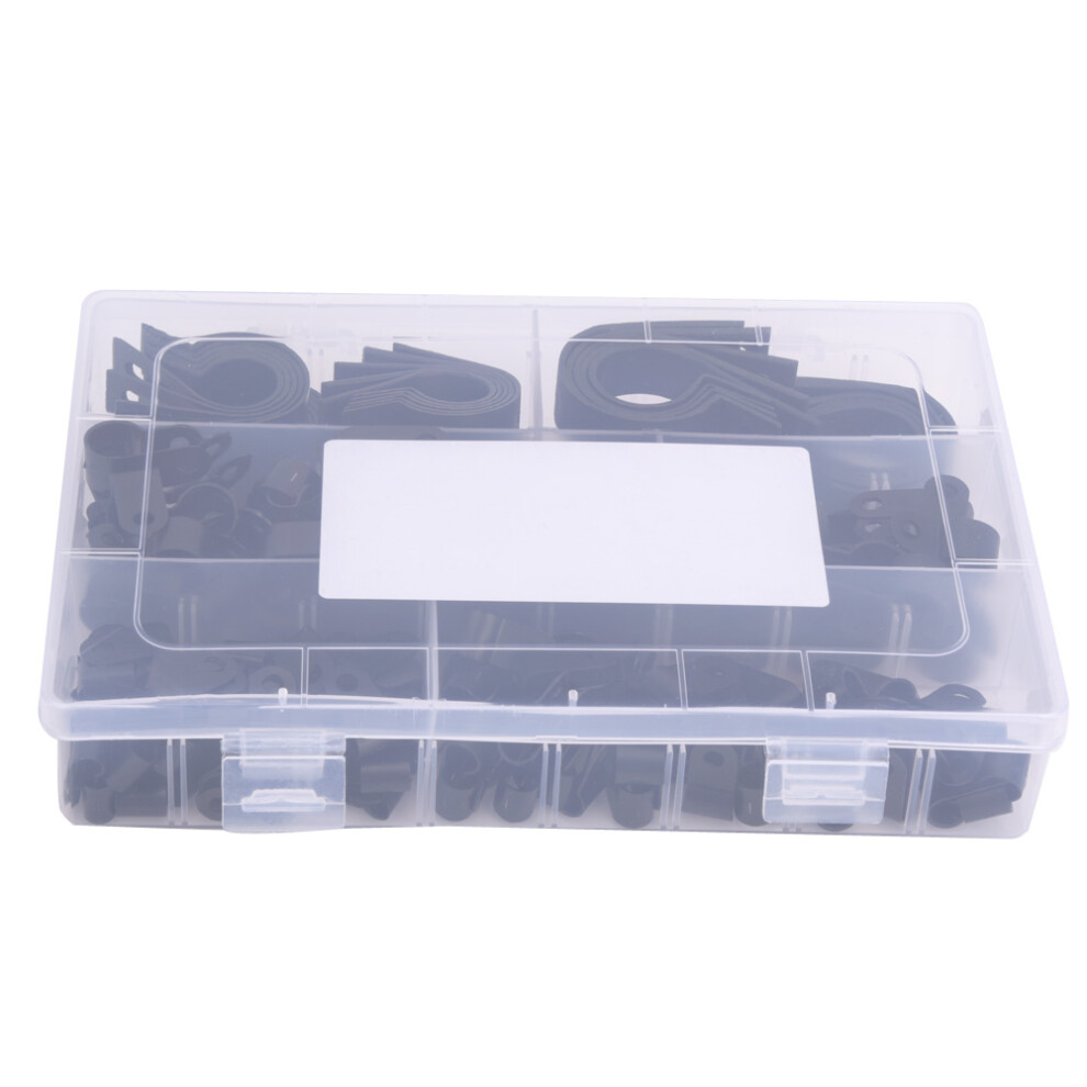 200Pcs Nylon Cable Clamp R & P Type Wire Clips Assorted Plastic Fasteners Black 6921362343472