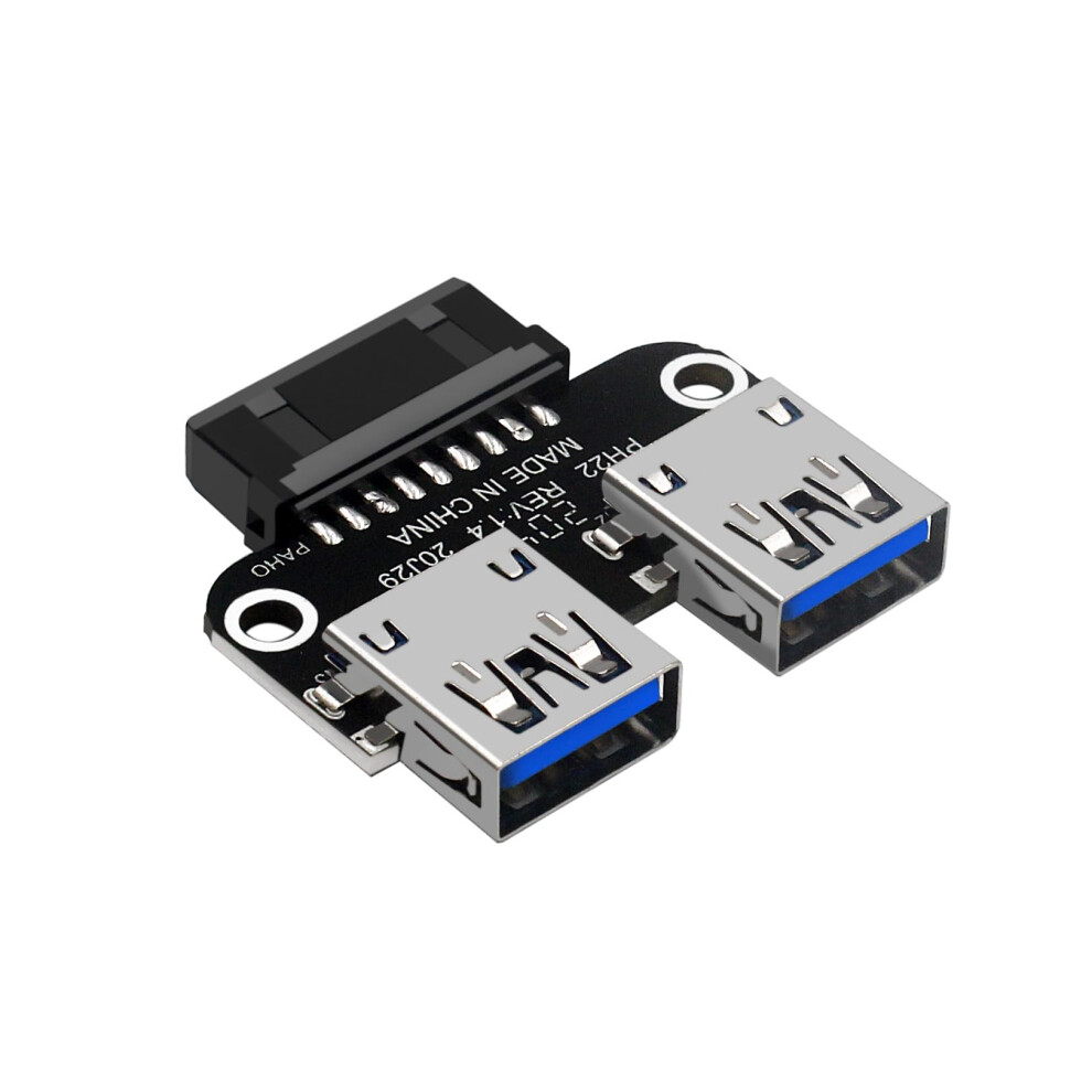 Usb 3.0 Front Panel Header, 19/20Pin Female To Dual Straight Usb 3.0 Female Convert Card For Mainboard Header Port Extension 20P-2U3 9323874018805