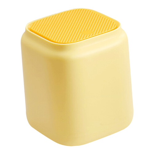 Gelber Mini-Desktop-Müllbehälter mit Deckel, PP-Müllkorb 265g