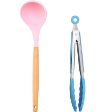 Cucharón hondo antiadherente para sopa, utensilio de silicona con mango de madera resistente al calor, 2 cucharas aptas para alimentos sin BPA para