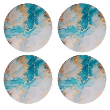 Ceramic Stone Coasters, Premium Textured Waterproof Absorbent Round Coasters for Drinks with Non-Slip Cork Back, Protect Furniture from Scratching, 4P