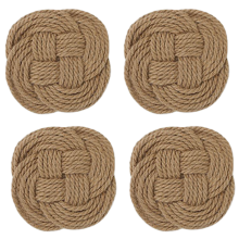Porta-copos artesanais em algodão 100% estilo náutico para uma experiência antiderrapante à mesa, conjunto de quatro peças em juta natural que