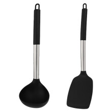 Silikon-Kochlöffel aus lebensmittelechtem Silikon, antihaftbeschichtet, robust, zum Kochen, Mischen, Servieren und Umrühren geeignet,