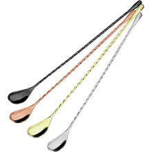 Cocktail Mixing Spoons, Bar Spoon for Stirring with Long Handle and Twisted Middle Section, Stainless Steel Cocktail Stirrers with Polished Finish, Ba