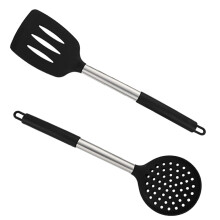 Utensílios de cozinha de silicone sem BPA, com cabo anti-queimadura, 2 peças, proteção antiaderente, próprios para lava-louças, resistentes ao