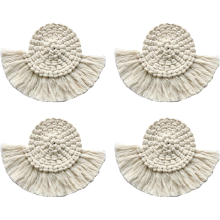 Porta-copos reutilizáveis com design elegante, resistentes ao calor, em macramê, ideais para bebidas e para marcar copos. Adequados para diversos