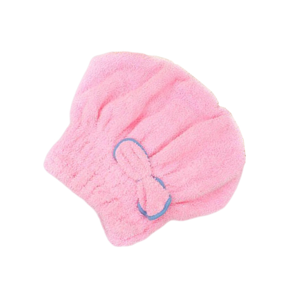 (Pink) Showering Cap Thicken Microfiber Hair Bath Hat Decoration Wraps Towel