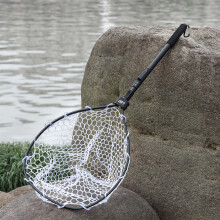 Zusammenklappbares Aluminium-Fischernetz mit Karabinerclip, 85 cm, leichtgewichtige Ausführung