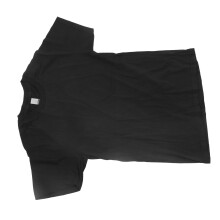 Schwarzes Baumwoll-T-Shirt mit Rundhalsausschnitt, kurzärmelig, Größe S